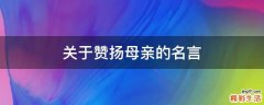 关于赞扬母亲的名言