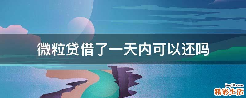 微粒贷借了一天内可以还吗