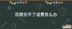 花呗交不了话费怎么办