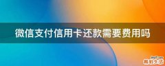 微信支付信用卡還款需要費(fèi)用嗎