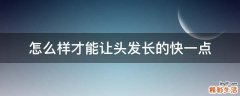 怎么样才能让头发长的快一点