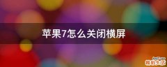 苹果7怎么关闭横屏