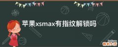 苹果xsmax有指纹解锁吗