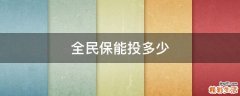 全民保能投多少