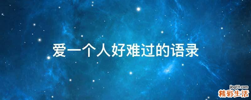 爱一个人好难过的语录