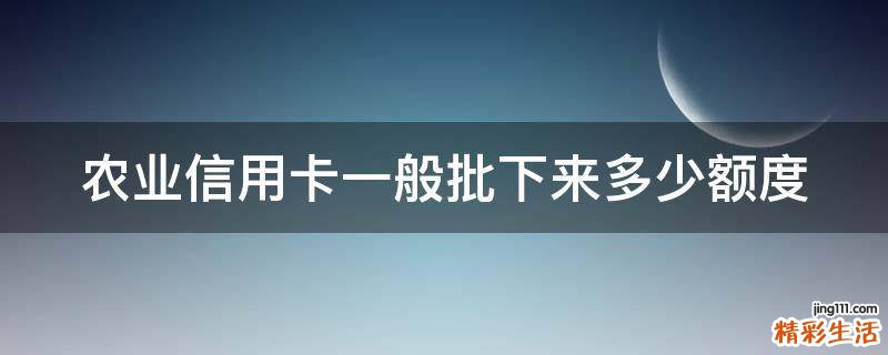 农业信用卡一般批下来多少额度