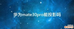 华为mate30pro能投影吗