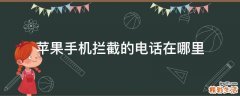 苹果手机拦截的电话在哪里