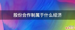 股份合作制属于什么经济