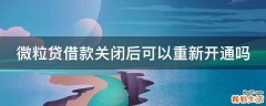 微粒贷借款关闭后可以重新开通吗