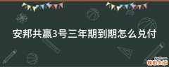 安邦共赢3号三年期到期怎么兑付