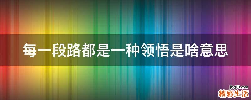 每一段路都是一种领悟是啥意思