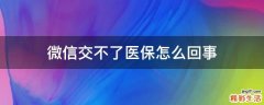 微信交不了医保怎么回事