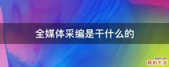 全媒体采编是干什么的