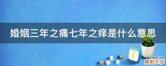 婚姻三年之痛七年之痒是什么意思