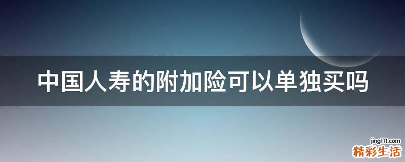 中国人寿的附加险可以单独买吗
