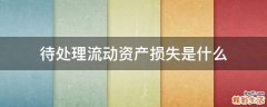 待處理流動(dòng)資產(chǎn)損失是什么
