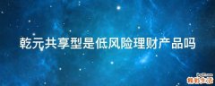 乾元共享型是低风险理财产品吗