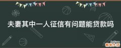 夫妻其中一人征信有问题能贷款吗