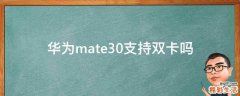 华为mate30支持双卡吗