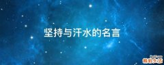 坚持与汗水的名言