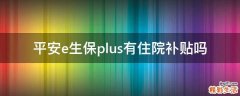 平安e生保plus有住院补贴吗