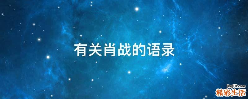 有关肖战的语录