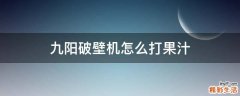 九阳破壁机怎么打果汁