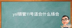 ysl银管11号适合什么场合