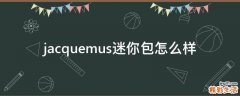 jacquemus迷你包怎么样