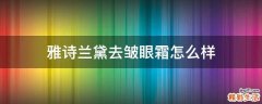 雅诗兰黛去皱眼霜怎么样