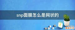 snp面膜怎么是网状的