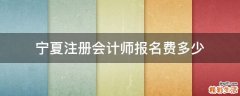 宁夏注册会计师报名费多少