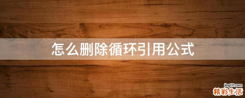 怎么删除循环引用公式