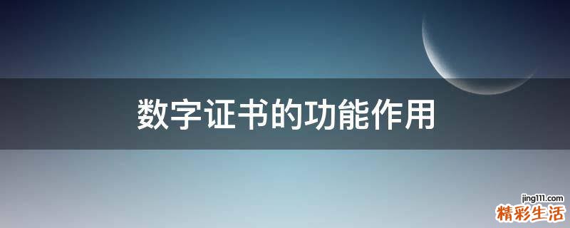 数字证书的功能作用