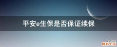 平安e生保是否保证续保