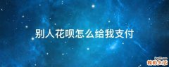 别人花呗怎么给我支付
