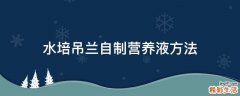 水培吊兰自制营养液方法
