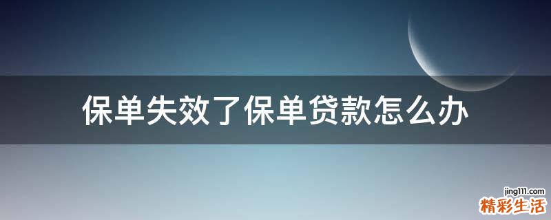 保单失效了保单贷款怎么办