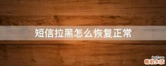 短信拉黑怎么恢复正常