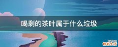 喝剩的茶叶属于什么垃圾