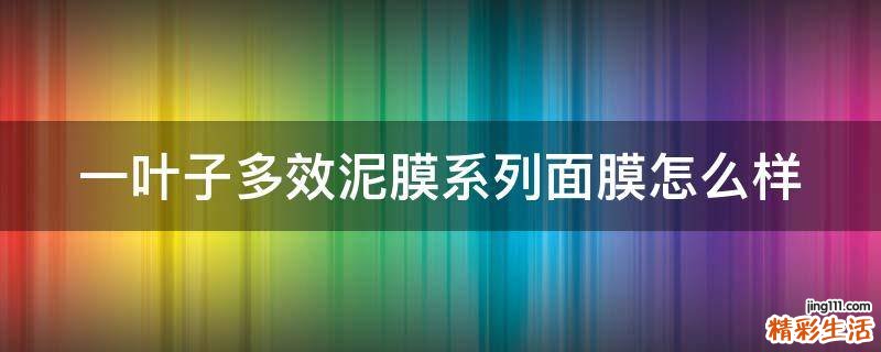 一叶子多效泥膜系列面膜怎么样