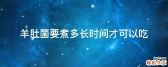 羊肚菌要煮多长时间才可以吃