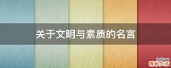 关于文明与素质的名言