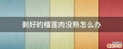 剥好的榴莲肉没熟怎么办