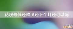 花呗最低还款没还下个月还可以吗