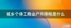 城乡个体工商业户所得税是什么