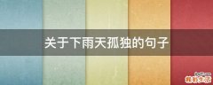 关于下雨天孤独的句子
