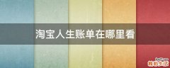 淘宝人生账单在哪里看
