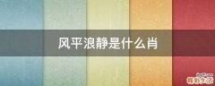 风平浪静是什么肖